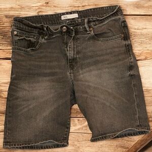 Zara Men's Faded Black Denim Shorts